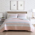 thumbnail image 2 of Beatrice Home Fashions, Coralinn Stripe 3PC Quilt Set, Full/Queen, Blush/Blue, 2 of 6