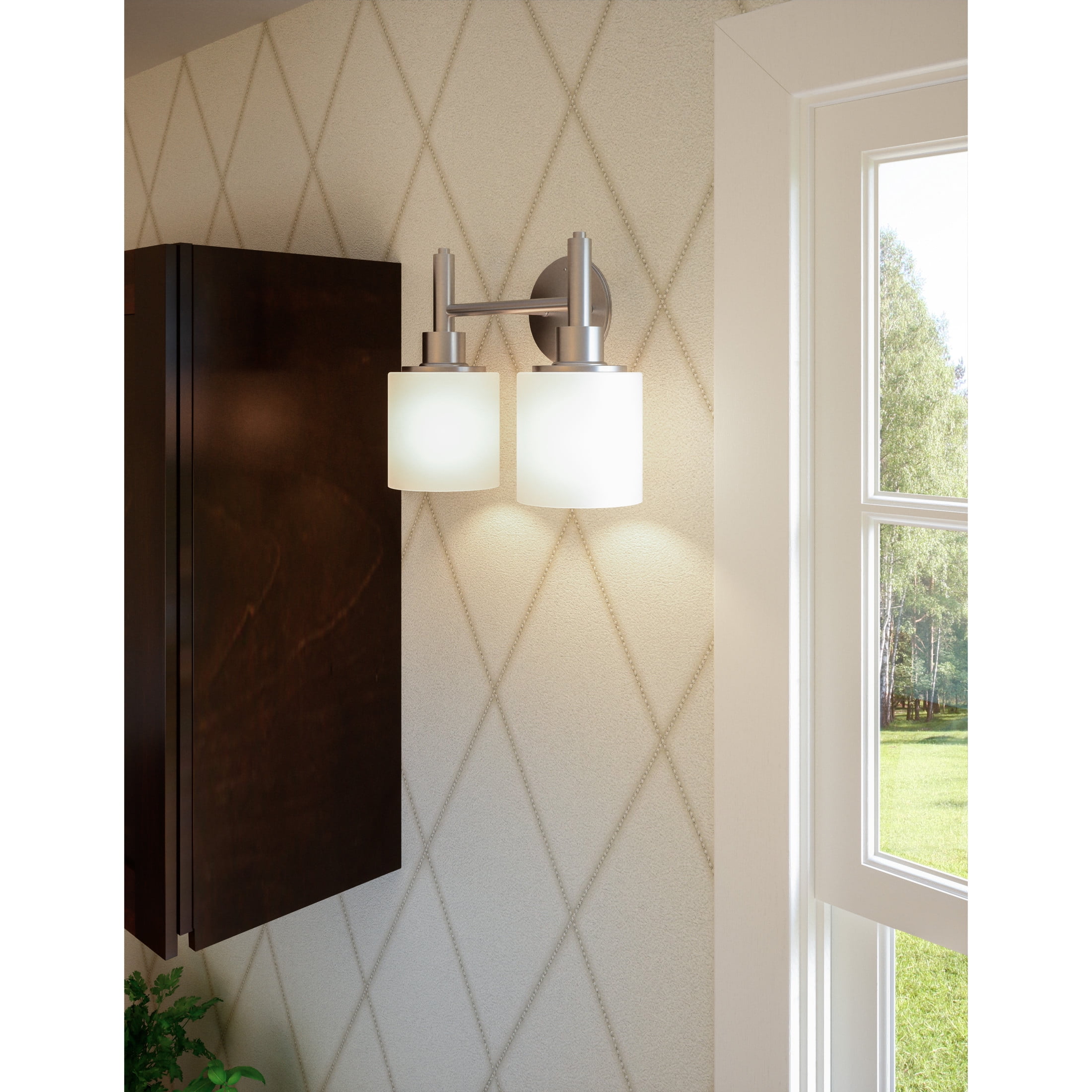 Design House Aubrey 2-Light Dimmable Indoor Wall Light with Frosted Glass Shade