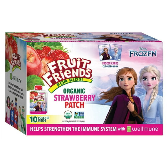 Fruit Friends Disney Frozen Organic Strawberry Applesauce, 3.2 oz, 10 Ct