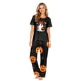 thumbnail image 3 of Family Matching Halloween Pajamas Set - 2 piece Ghost with Pumpkin Print Short Sleeve Top and Pants ,Happy Halloween Festivel Theme Gifts for Whole Family for L Pjs, 3 of 8