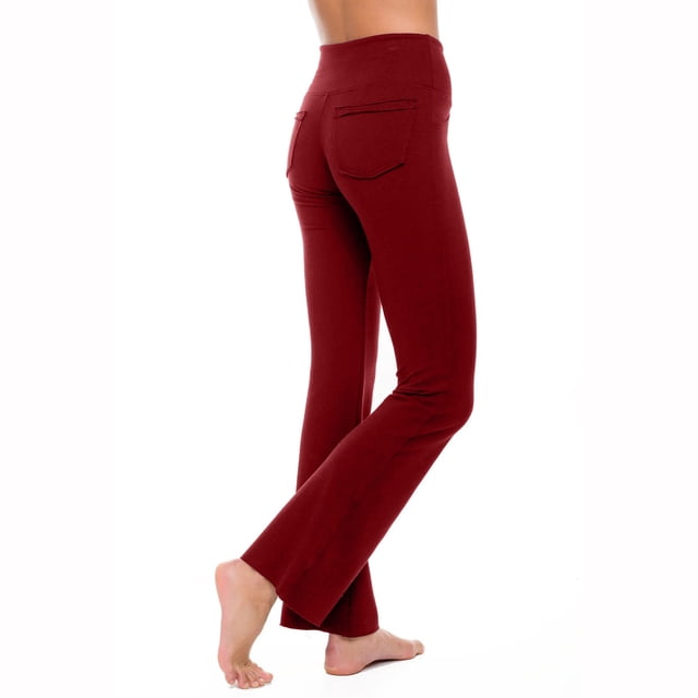 Meichang Flare Yoga Pants Women with Pockets High Elastic Waisted Workout Yoga Pants Plus Size Solid Bootleg Sport Cropped Trousers Running Yoga Gym Lounge Bootcut Pants