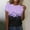 Pink, variant on DondPO Women's T-Shirts Women's Awareness Shirt Purple Ribbon Floral Short Sleeve T Shirts Caring tops Shirts for Women Womens tops Black L