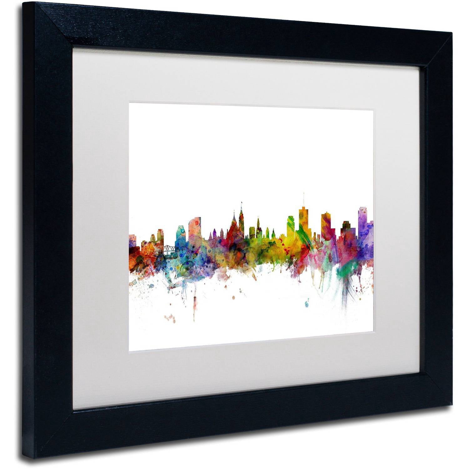 Trademark Fine Art "Ottawa Canada Skyline" Canvas Art by Michael Tompsett White Matte, Black Frame