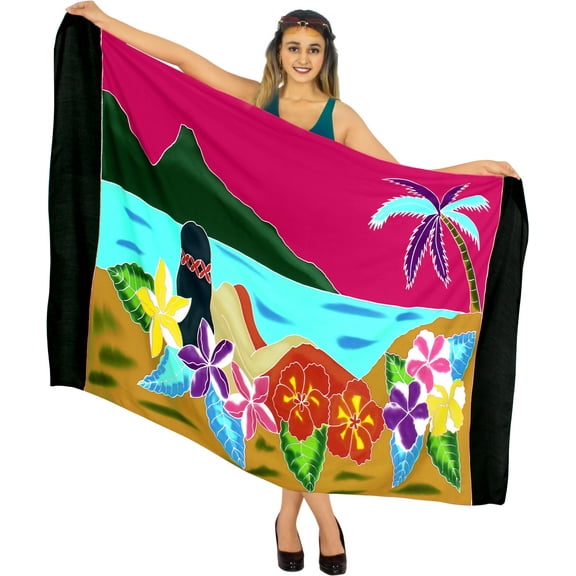 HAPPY BAY Women's Beachwear Summer Bikini Wraps Beach Wrap Sarong Coverups Skirt Bathing suit Swim Cover up Swimwear Swimsuit Coverups for Women One Size Coal, Flower