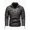 grey, variant on Men's retro thickened jacket multi-pocket coat stand-up collar PU leather jacket plus size jacket motorcycle suit