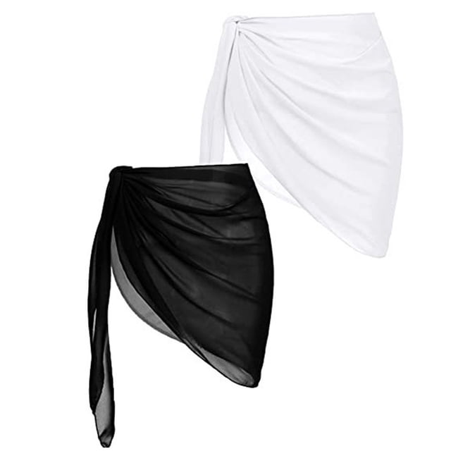 Envoltura de playa, 2 pareos de playa con protector solar, falda para cubrir la playa, pareos de playa negros elaborados con cuidado
