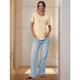 thumbnail image 5 of Top Tipo Túnica de Punto con Escote Redondo y Aberturas para Mujer, Color Albaricoque XL, 5 of 8