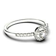 thumbnail image 2 of Dazzling Minimalist 1.00 Catar Round Cut Diamond Moissanite Engagement Ring, Wedding Ring in 925 Sterling Silver With 18k White Gold Plating Gift For Her, Silver, Halo Bridal Ring, 2 of 3