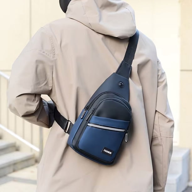 Mochila Bandolera para Hombre y Mujer, Mochila de Hombro, Mochila de Pecho con Orificio para Auriculares, Ideal para Senderismo, Camping y Excursiones Al Aire Libre.