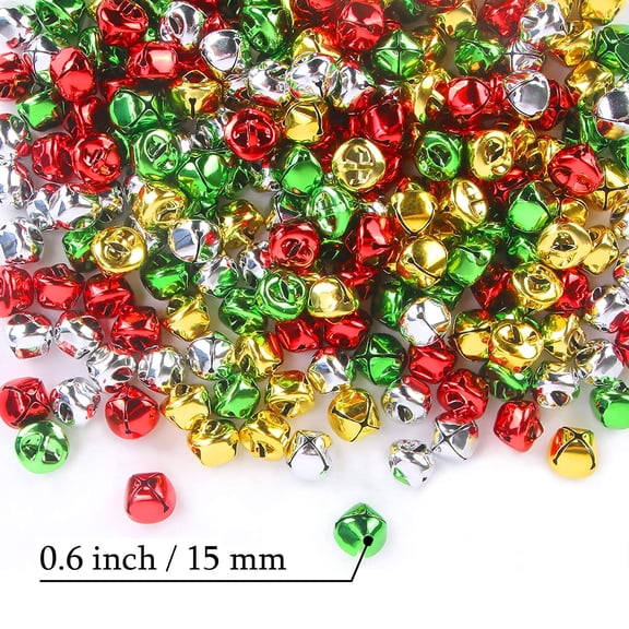 200 Pieces Jingle Bells 3/5Inch Craft Bell Bulk for Christmas Home and Pet Decorations Xmas Decor Party Favors Supplies (Silver)