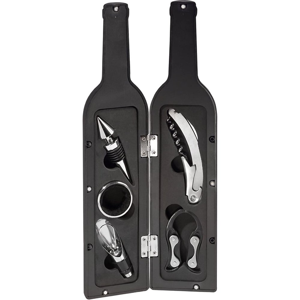 Wine Bottle Tool Set Cork Screw Novelty BottleShaped Holder