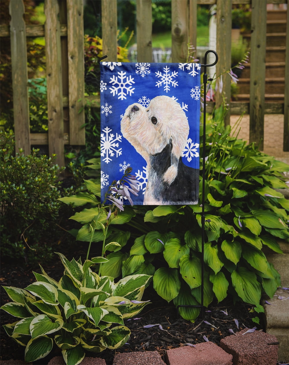 Carolines Treasures SS4641-FLAG-PARENT Dandie Dinmont Terrier Winter Snowflakes Holiday Flag  multicolor
