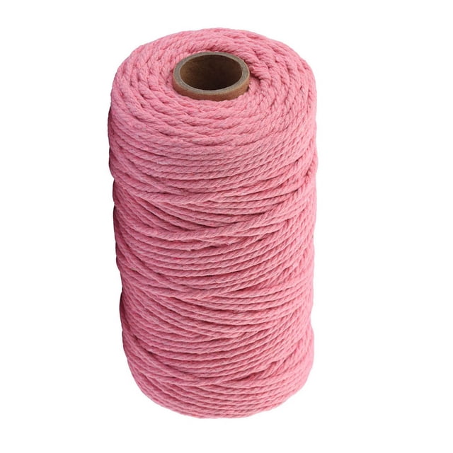 Injueey 1 rollo de cuerda de algodón hecha a mano, 3mm de diámetro, cuerdas artesanales tejidas de un solo Color, 100m Artesanía Rosado Injueey HA5320-05B