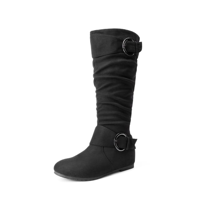 Botas de mujer DREAM PAIRS hasta la rodilla con pantorrilla ancha en ante negro