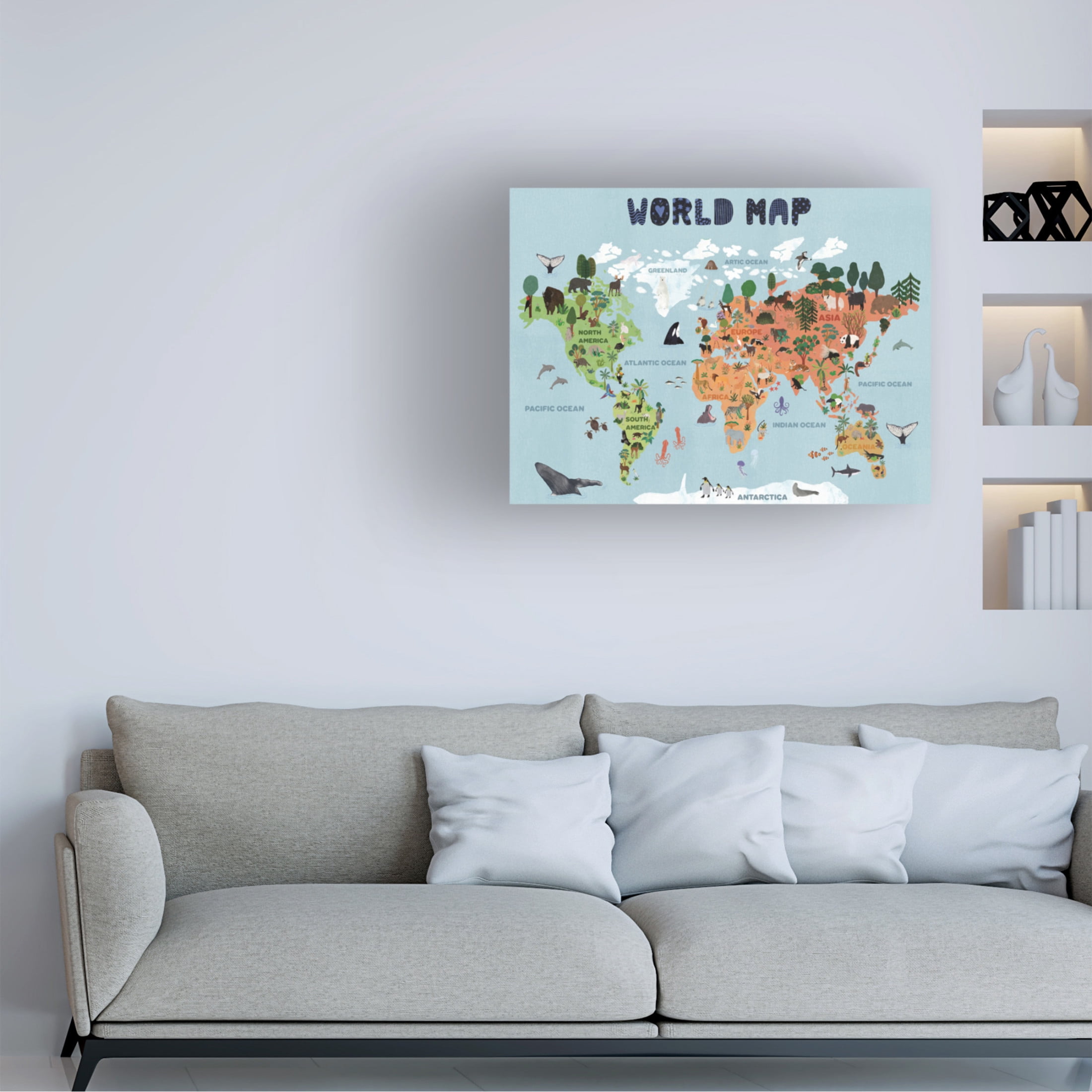 Trademark Fine Art Jota de jai World map for kids Canvas Wall Art