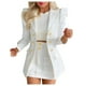 thumbnail image 1 of Chaqueta de punto de manga larga con estampado sólido para mujer, traje de falda corta con bolsillo Pompotops  qwe22351, 1 of 5