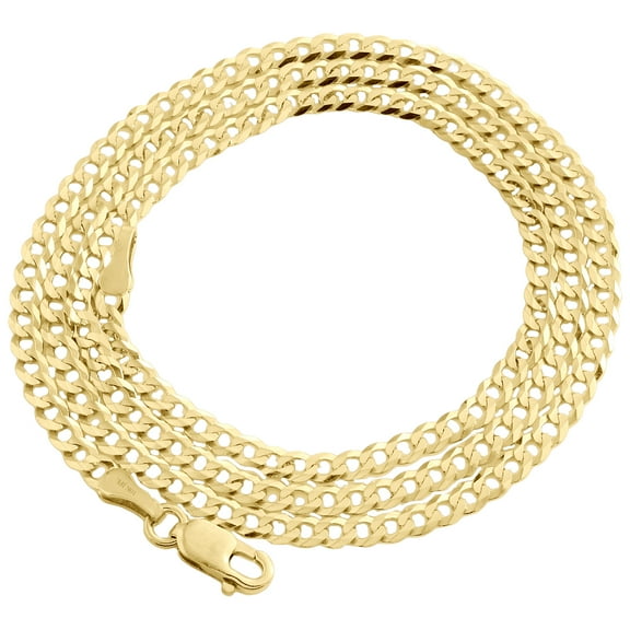 10K Yellow Gold 2.50mm Solid Plain Cuban Curb Link Chain Necklace 16 Inch