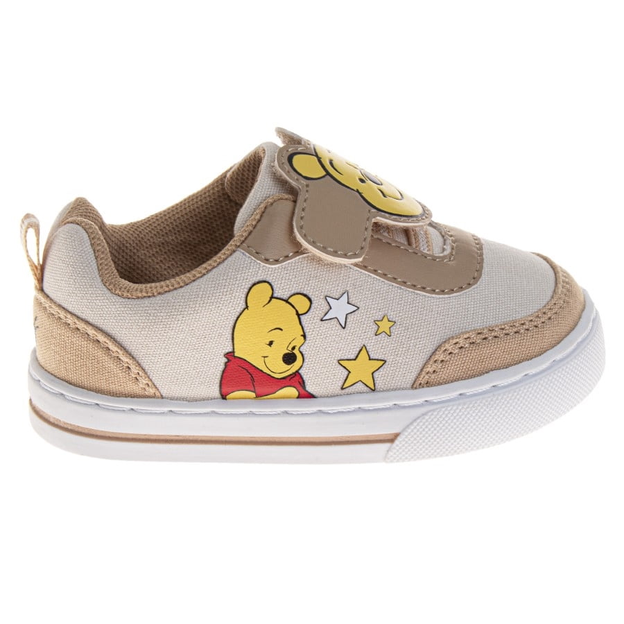Disney Baby Boy Shoes Hook & Loop Fashion Sneakers, Round Toe, Beige & Yellow, Size: 10
