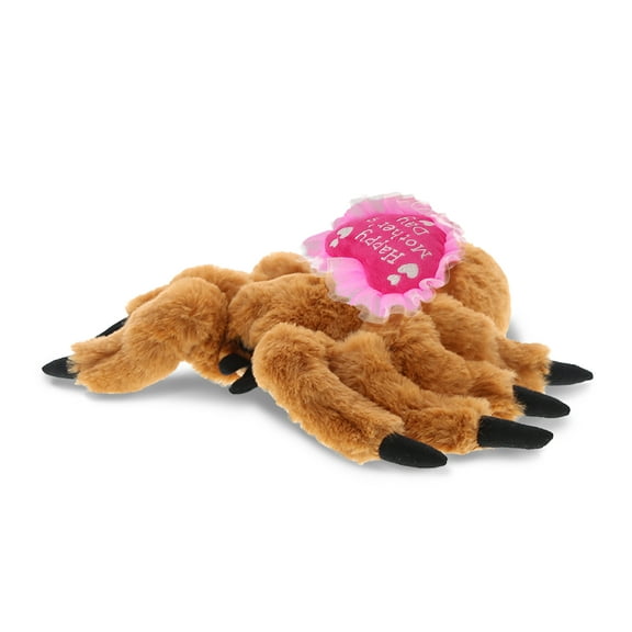 DolliBu Happy Mother's Day Super Soft Plush Brown Spider Figure - Cute Stuffed Animal with Pink Heart Message for Best Mommy, Grandma, Wife, Daughter - Cute Wild Life Animal Plush Toy Gift - 11" Inch
