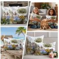 thumbnail image 5 of Spring Flowers Outdoor Waterproof Pillow Covers, Farmhouse Garden Hydrangea Sunflowers Bunny Decorative Square Throw Pillowcase Sofa Cushion Sham for Patio/Couch/Chair, 20"x20" 2 Pack, 5 of 8