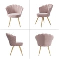 thumbnail image 4 of Daluvenix Velvet Accent Chair with Gold Metal Legs, Shell Design Vanity Makeup Chair for Living room, Modern Upholstered Guest Chair, Pink, 4 of 9