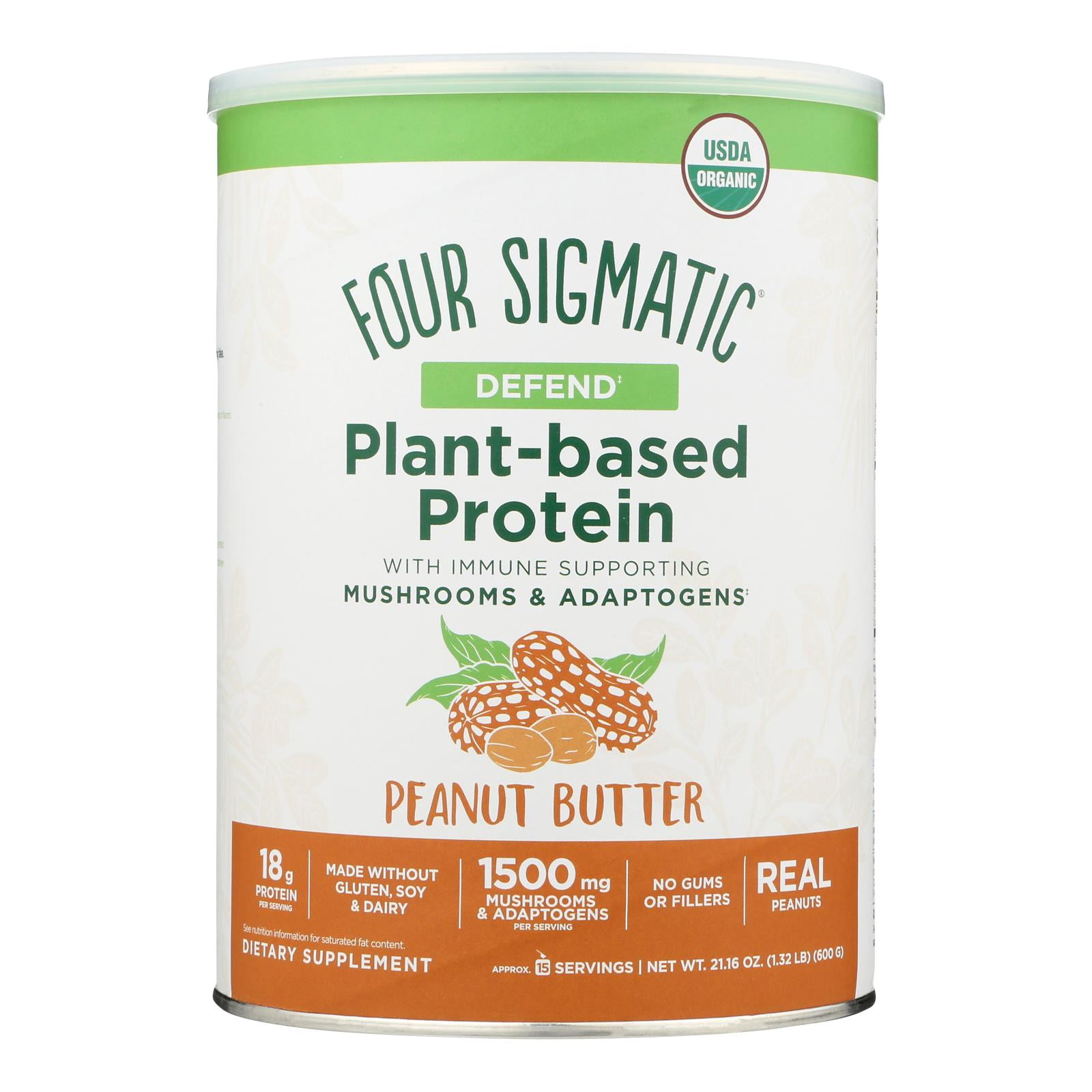 Four Sigmatic Plant-Based Peanut Butter Organic Complete Protein 21.16 oz