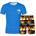 thumbnail image 3 of Afdoent Men's 2 Piece Short Set Mens Hawaiian Crew Neck Short Sleeve T Shirt And Printed Shorts Two Piece Set Beach Clothes Classic, 3 of 4