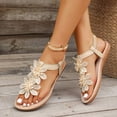 thumbnail image 3 of Dakaela Sandals for Women Flat Dressy Summer Flower Sandal with Ankle Strap Arch Support Comfortable Casual Walking Flats Shoes (6,Beige), 3 of 8