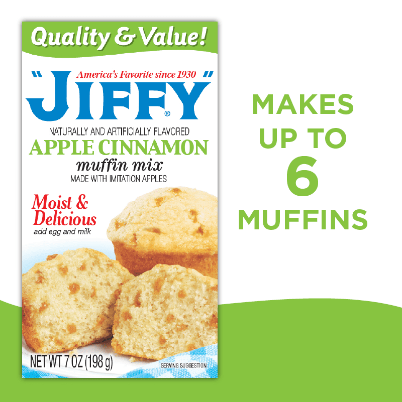 (6 pack) "JIFFY" Apple Cinnamon Muffin Mix, 7 oz Box