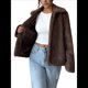 thumbnail image 1 of Abrigos de Invierno para Mujer, Modernos, de Larga, con Solapa y Pelo Sintético, para Otoño. Marrón L, 1 of 9