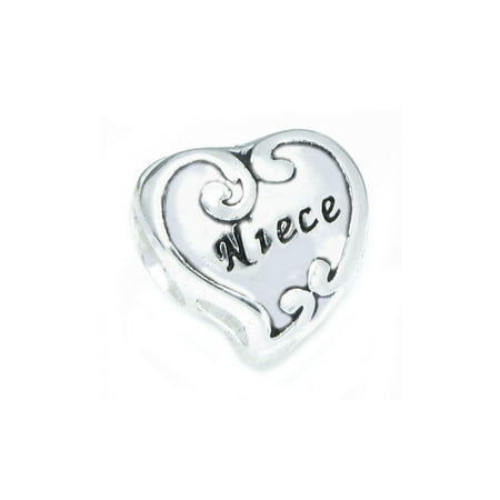 Flower Pandora Charm - Sterling Silver Love Niece Heart Flower Family Bead Charm Fits Pandora