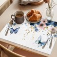 thumbnail image 3 of Navy Blue Spring Floral Placemats Set of 6 Farmhouse Butterfly Watercolor Place Mats Indoor Wipeable Table Mats Washable Cloth Dining Table Placemats for Kitchen Holiday Party Home Decor 13x19 Inch, 3 of 9