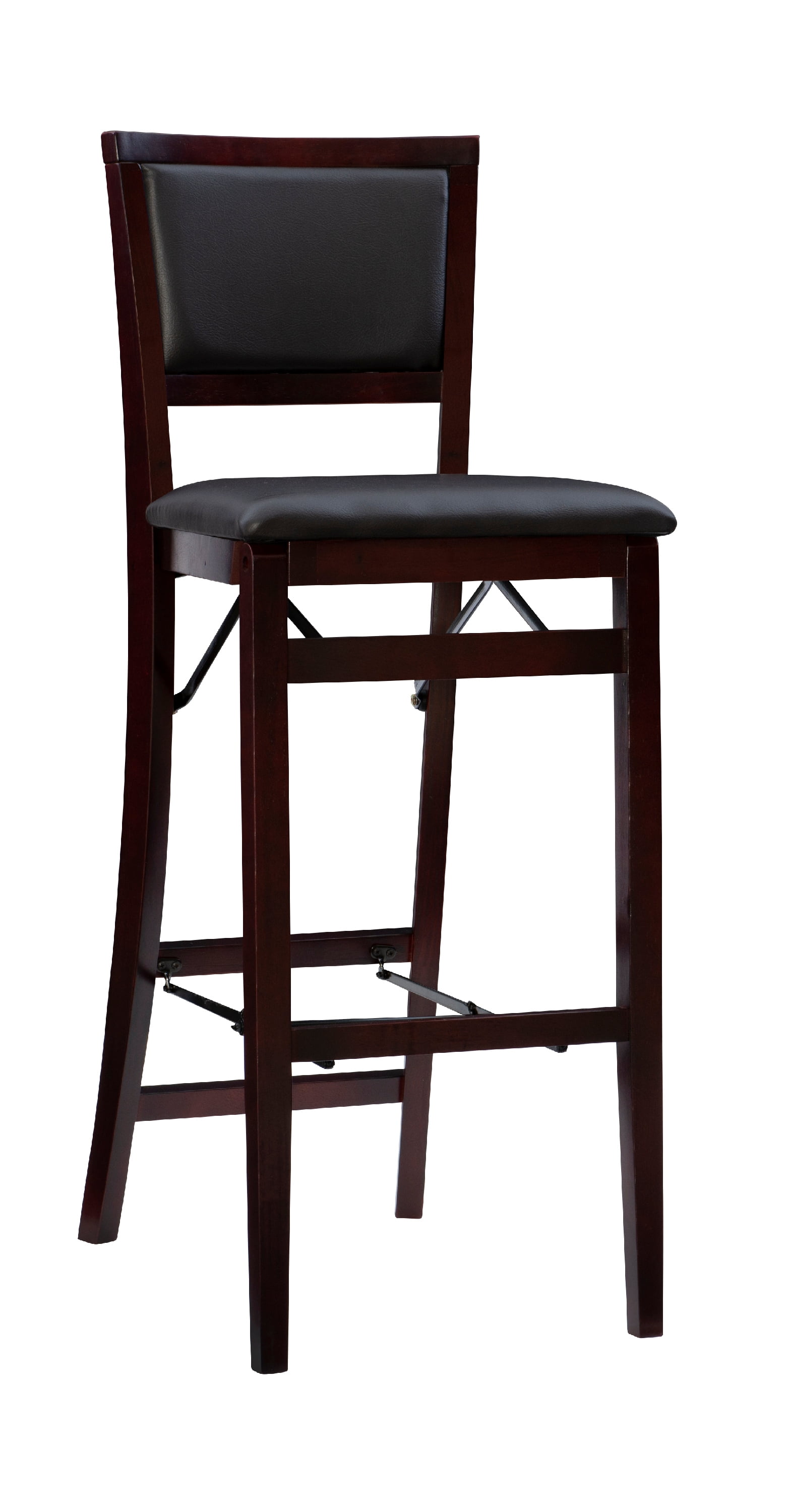 Linon Kristle 30" Folding Mid Back Bar Stool, Merlot/Dark Brown Faux Leather