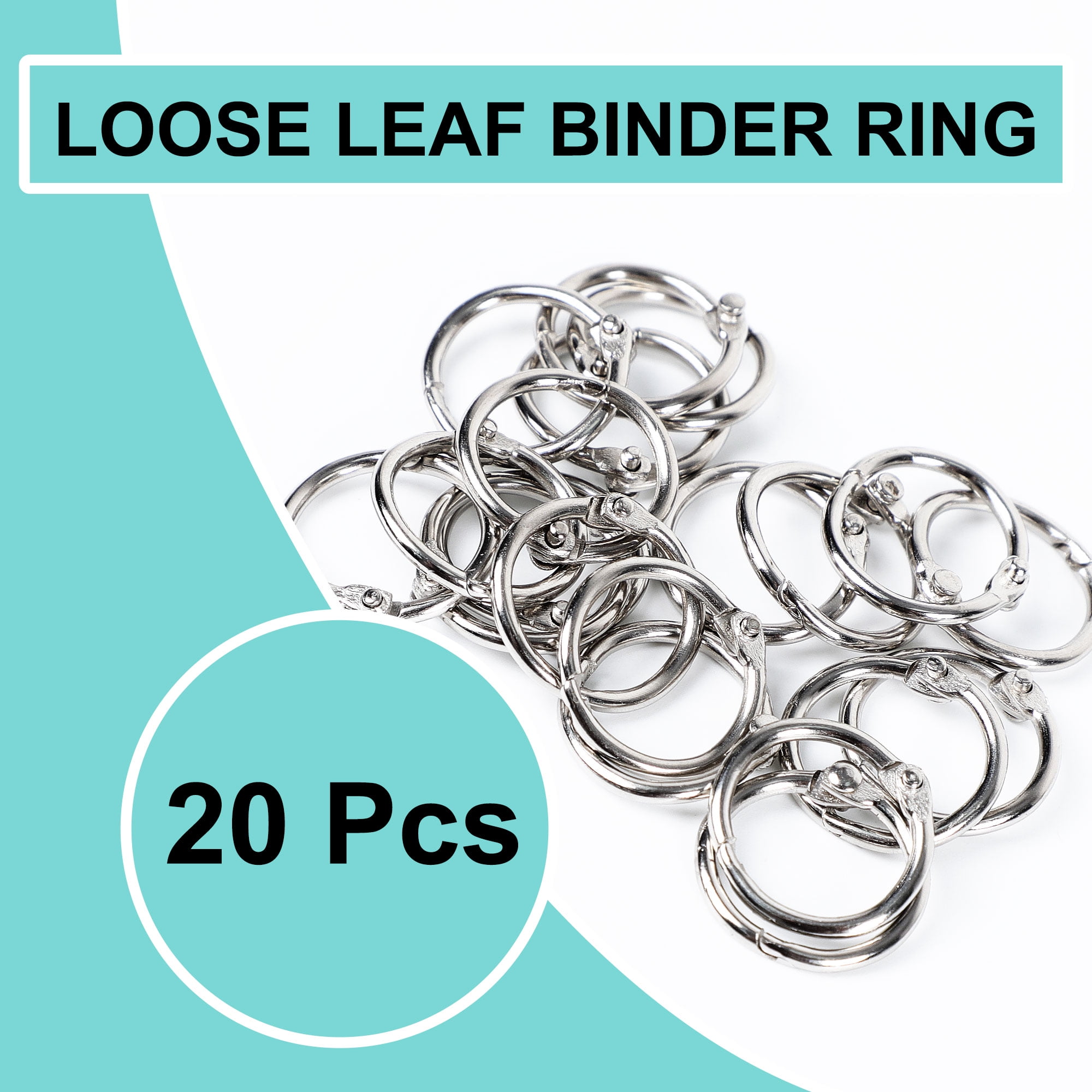 Unique Bargains 20 Pcs 20x2mm Metal Loose Leaf Binder Ring Book Rings for Flash Cards
