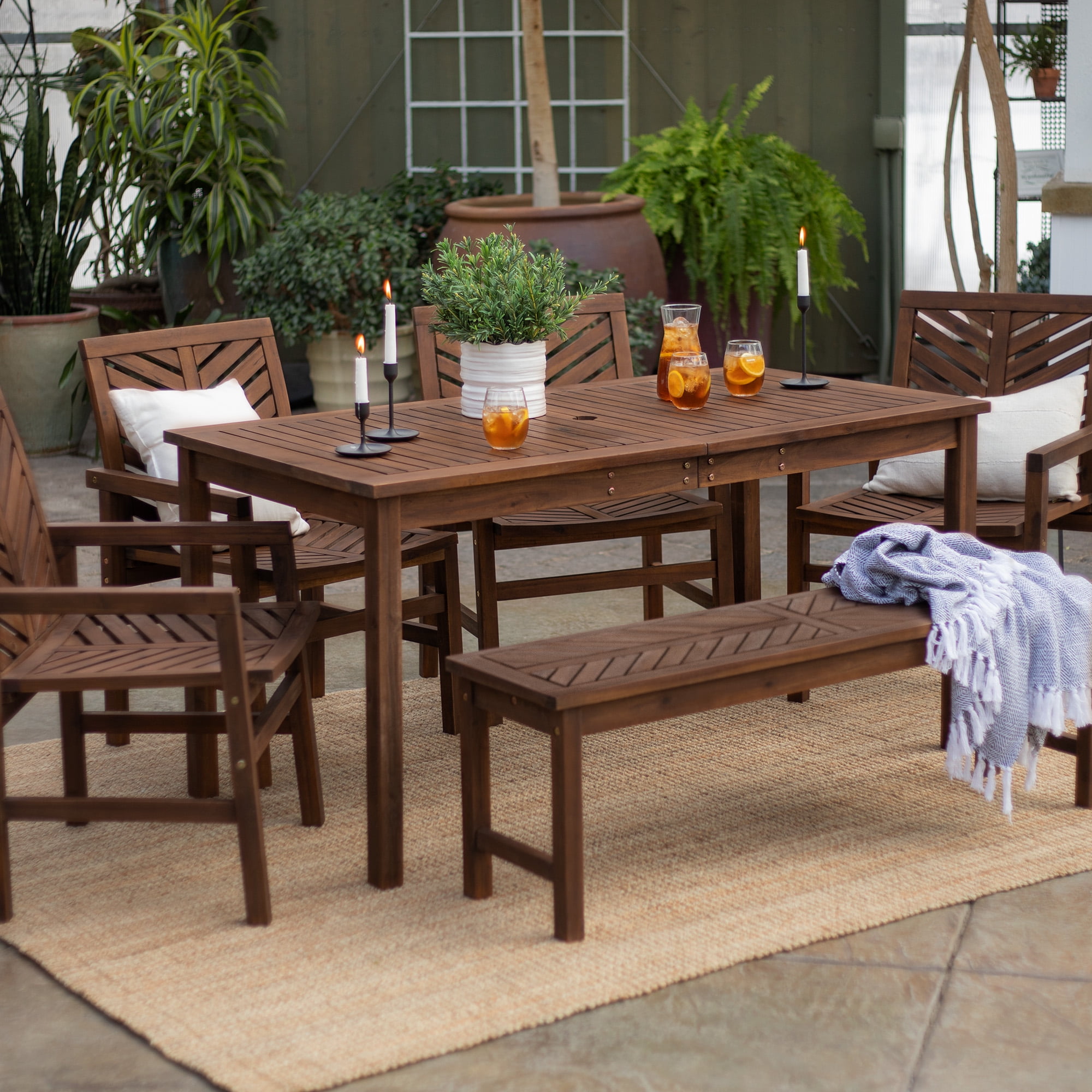 Manor Park 6-Piece Chevron Outdoor Patio Dining Set - Dark Brown