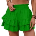 thumbnail image 2 of Women's Flowy Ruffle Shorts Boho Tiered High Waisted Paperbag Summer Beach Shorts with Pockets, 2 of 5