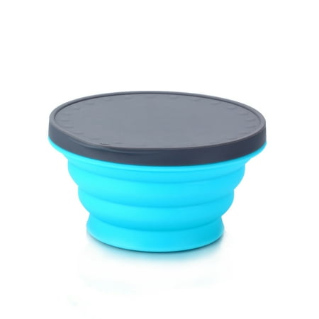 Camping Bowl Silicone Bowl with lid and Foldable Silicone Bowl for Travel and Camping?Silicone Expandable Collapsible Bowl?Microvave and Fridge Food Storage Bowl(1249.5ML 1PCS Blue)