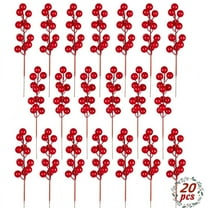 Christmas Red Berries Set, Christmas Tree Decoration, 20 Pcs Artificial Christmas Red Berry Stems, Holly Berries Branches, Fake Decor for Xmas Winter Holiday Home Ornaments
