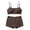 Coffee, variant on GobdXE Women Square Neck Spaghetti Strap Wireless Bra & Shorty Brief Sets Solid Soft Heather Cotton Stretch 2 Piece Daily Lounge Intimates Color:Grey,Size:S