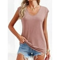thumbnail image 3 of Womens Tops Basic Summer V Neck T Shirts Short Sleeve Basic Plain T-Shirt Cute Tops for Women Clothes Solid Color Casual Loose Blouses, 3 of 3