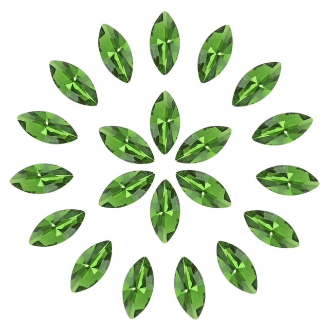 Uxcell 36 Pcs Horse Eye Shape Rhinestones, 9 x 18 mm Point Back Rhinestone Beads for Jewelry Making Crafts Costume Crystal Embellishments, Grass Green