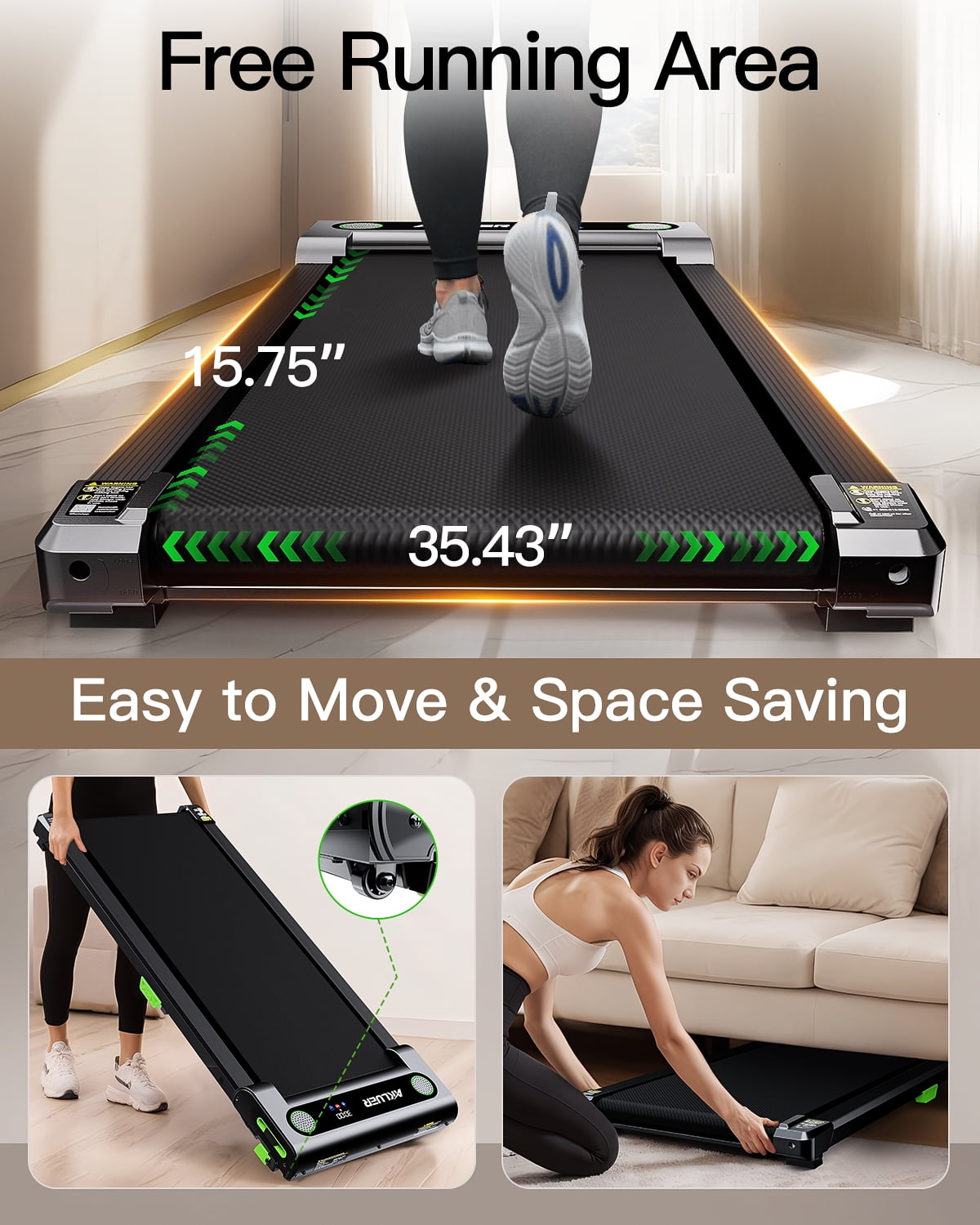 Akluer Walking Pad Treadmill with Manual Incline, 2.5 HP Under Desk Treadmill for Home, LED Display & Remote Control, 330 lbs Capacity
