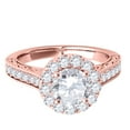 thumbnail image 2 of Aonejewelry 1 Ct. Halo Round Diamond Antique Milgrained Engagement Ring In 14k Rose Gold, 2 of 4