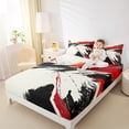thumbnail image 4 of Manfei Black Red Watercolor Twin Sheet Sets, Modern Artwork Twin Fitted Sheet, Teen Kid Adult Flat Sheet, Ultra Soft Home Decor, 3pcs, 4 of 7