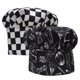 thumbnail image 4 of Gorro de cocinero de cocina profesional, parrilla a cuadros, parrilla en blanco y negro, a cuadros, blanco y negro, 2 uds., 4 of 5