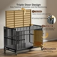 thumbnail image 2 of Heavy Duty Dog Crate 49 Inch, Escape-Proof Indestructible Cage for High-Anxiety Dogs, 3-Door Kennel with 4 Lockable Wheels and 2 Removable Trays Ideal for Large & Medium Breeds, 2 of 9