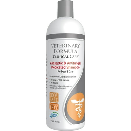 Medicated Antifungal - Veterinary Formula Clinical Care Medicated Shampoo for Dogs & Cats Antiseptic & Antifungal, 16.0 FL OZ