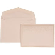 JAM Paper Wedding Invitation Set, Small, 3 3/8 x 4 3/4, White Card with White Envelope Ivory Heart Jewel, 100/pack