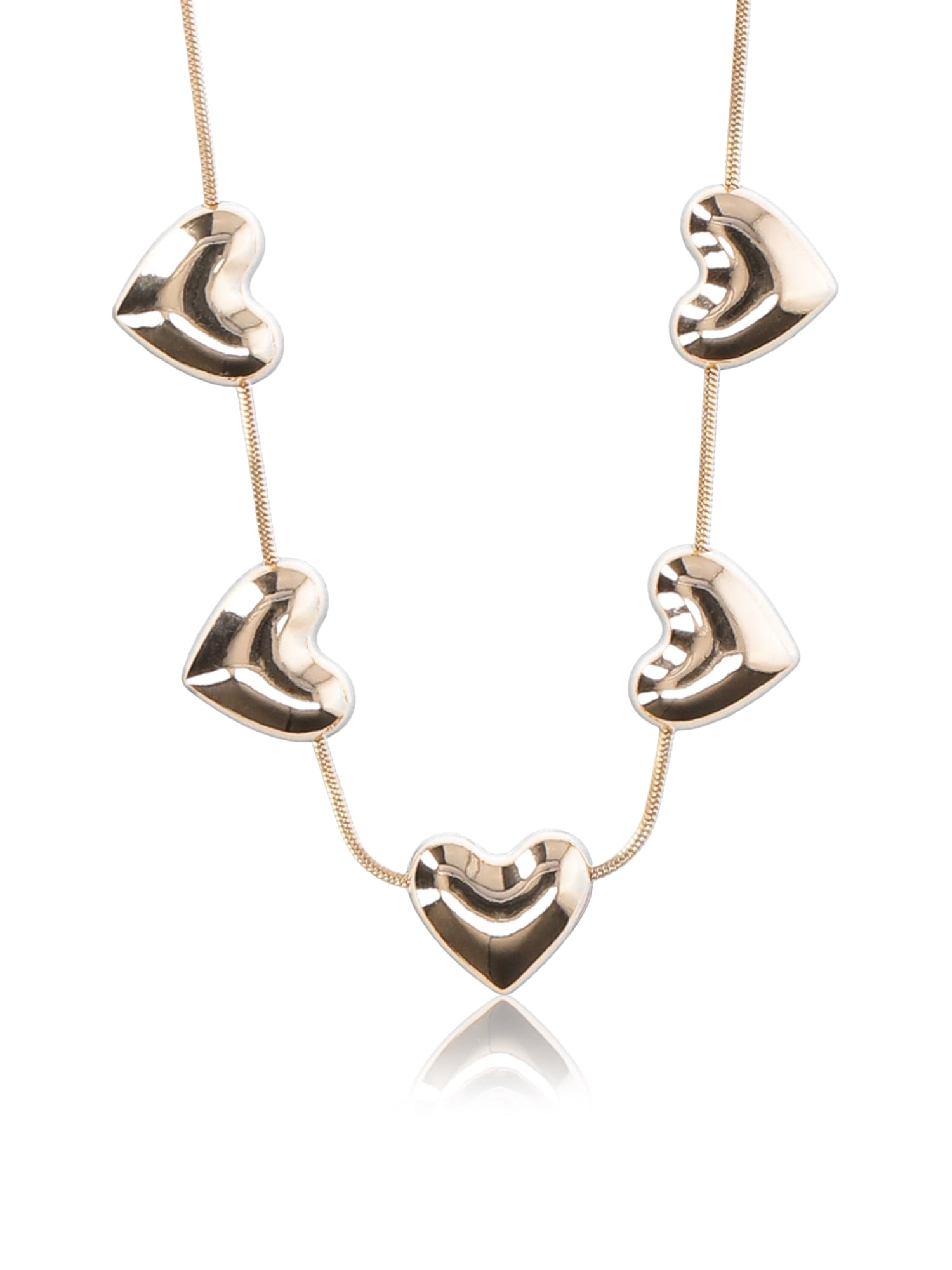 No Boundaries Gold-Tone Bubble Heart Station Necklace, Women’s