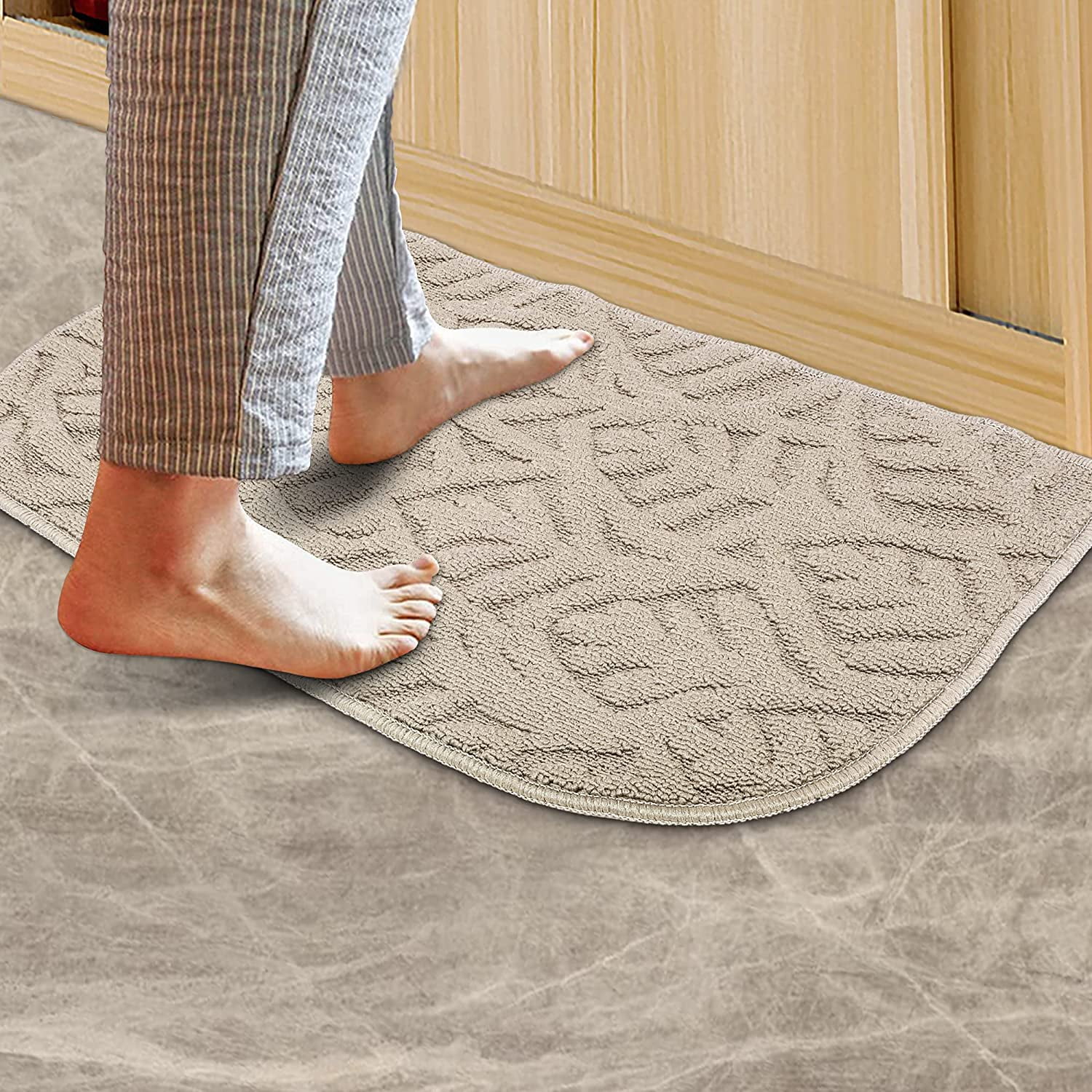 LISIBOOO Kitchen Soft Area Rugs Non-Slip Rubber Backing Carpet Floral Vintage Floor Doormat Bath Rug Runner Area Mat Sets 13x47, Red 